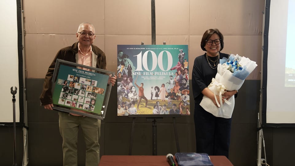 Sine Film Pelikula -Sine Film Pelikula Book launch. Left: Joel David PHd, Right: Jo-Ann Maglipon